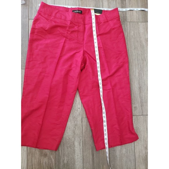 Nwt Lane Bryant 16 Dark Red Polyester/Silk Blend Crop Pants In Size 16 - Picture 4 of 5